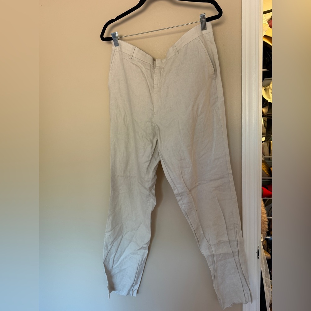 INC International Concepts Cream Chinos Linen with Straight Leg